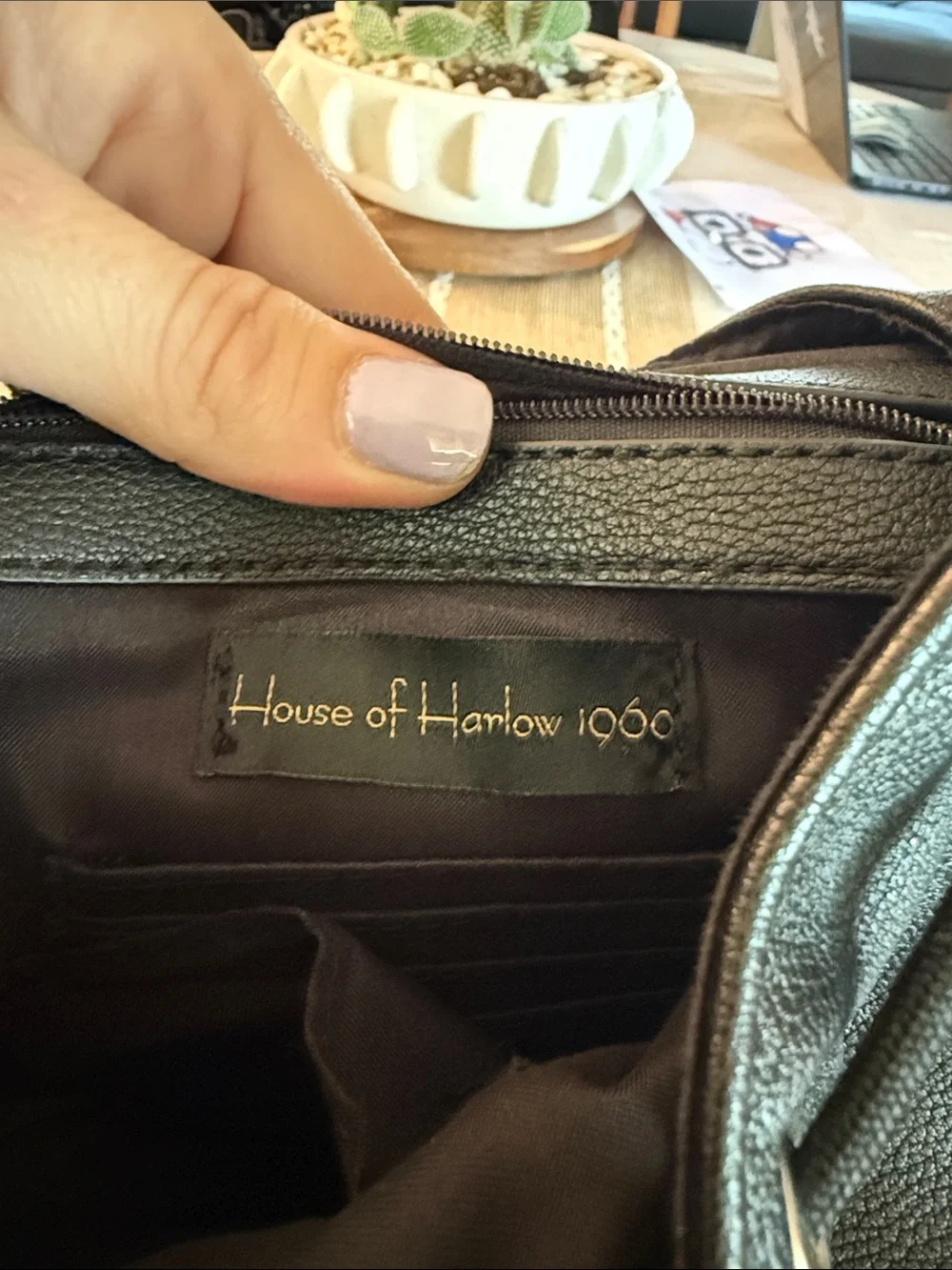 House of Harlow 1960 Black Chain Trim Backpack Faux Leather Buckle
